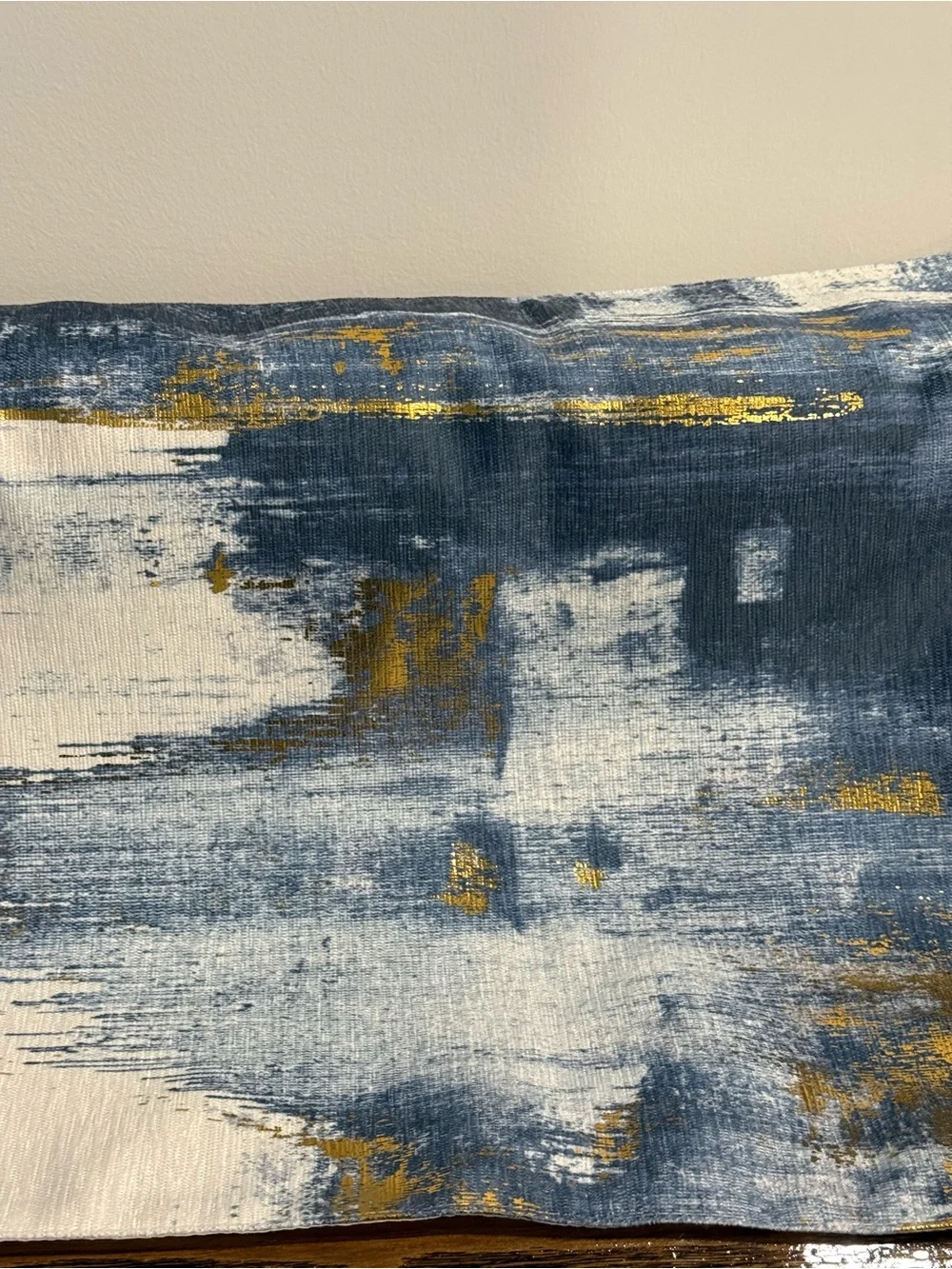 Blue and Gold Abstract Table Runner - Home Dining Table Linens